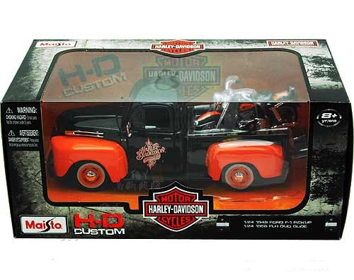 1958 FLH Duo Glide & 1948 Ford F1 P/UP Blk/Org