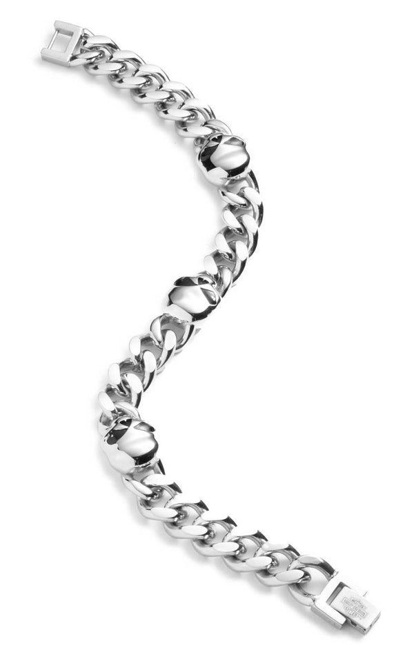 Willie G Skull Curb Chain Bracelet, Stainless Steel