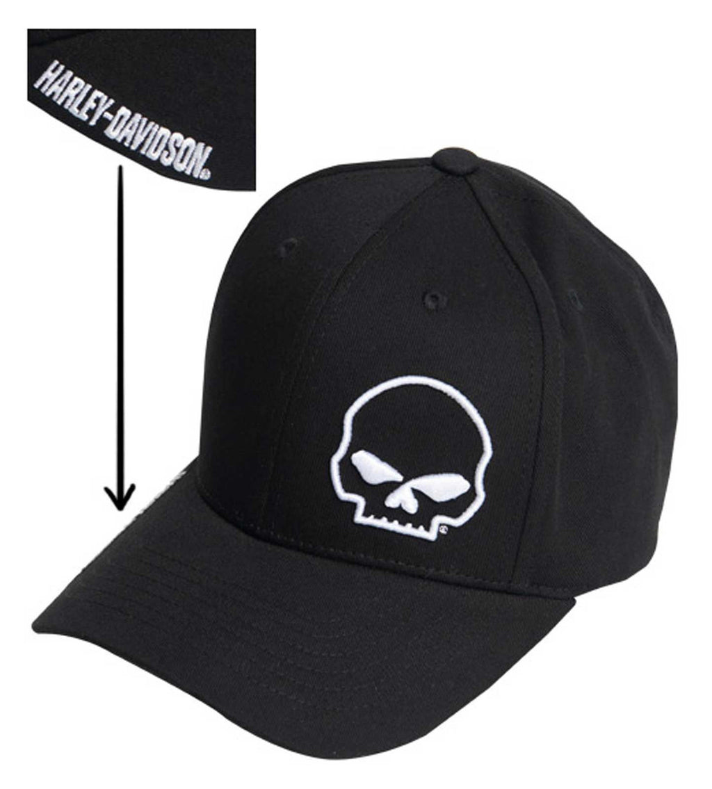 Crooked Skull Curved Bill Stretch Fit Baseball Cap
