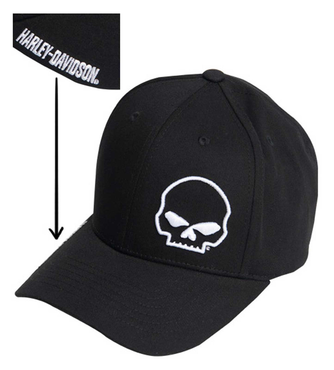 Crooked Skull Curved Bill Stretch Fit Baseball Cap