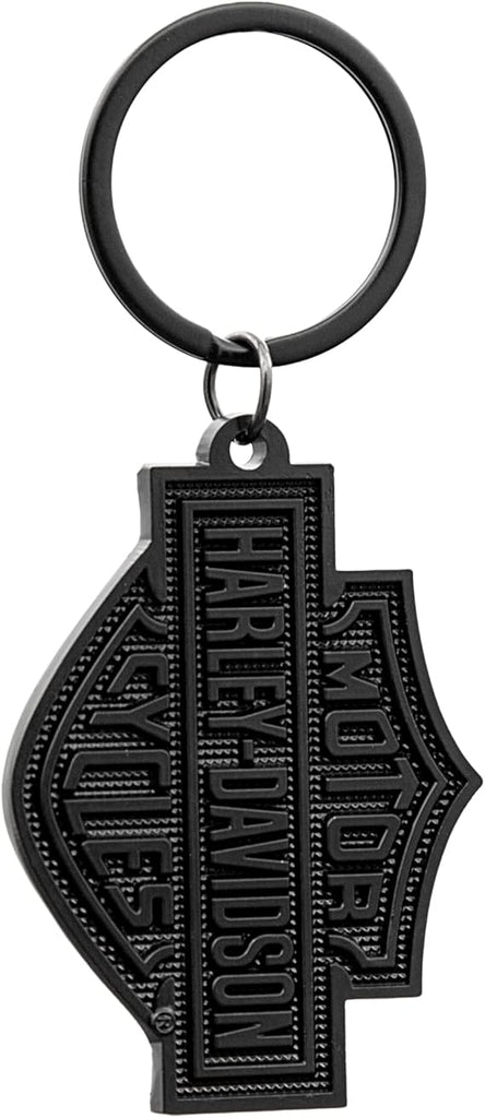 B&S Knurled Pattern Metal Black Keychain