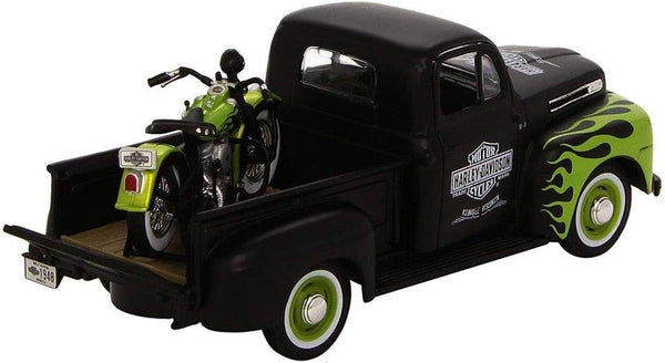 1:24 Scale 1948 Ford F-1 Pick-Up And 1948 Fl Panhead Bike Die-Cast Model