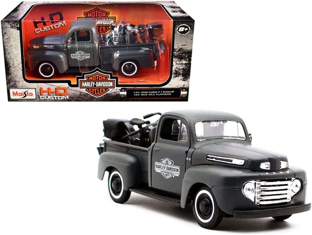 1:24 Scale 1948 Ford F-1 and 1942 Harley-Davidson® WLA Flathead Diecast Model