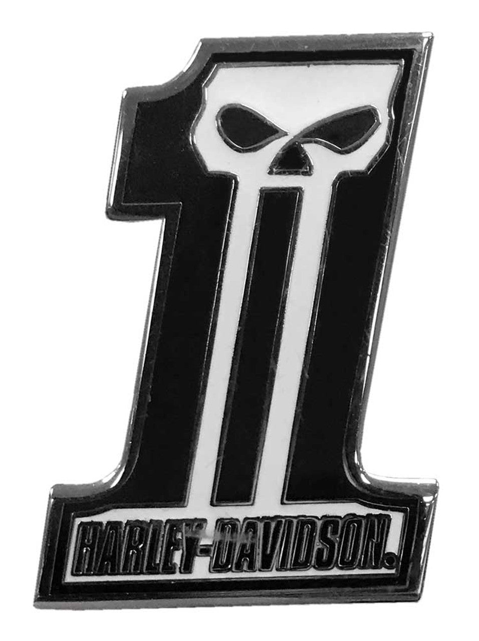 #1 Skull Dark Custom Pin, Black & White Finish
