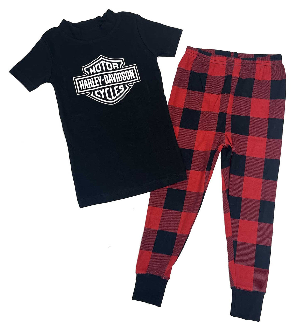 Boys' Bar & Shield 2-Piece Plaid Pajama Set