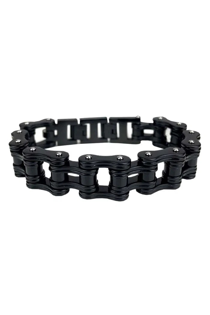 DOUBLE BIKE BLK STAINLESS STEEL BRACELET