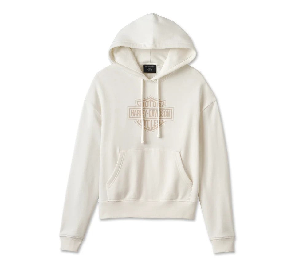 Women's Oversized Washed Bar & Shield Hoodie - Cloud Dancer
