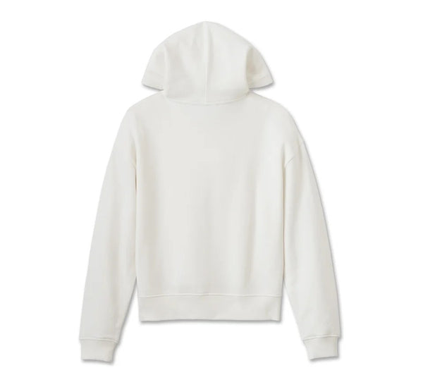 Women's Oversized Washed Bar & Shield Hoodie - Cloud Dancer