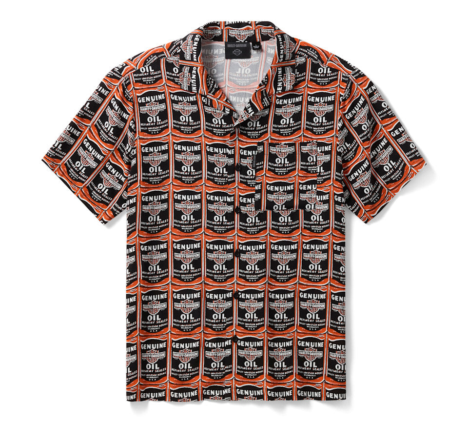 Men's H-D Essential Oil Can Aloha Shirt