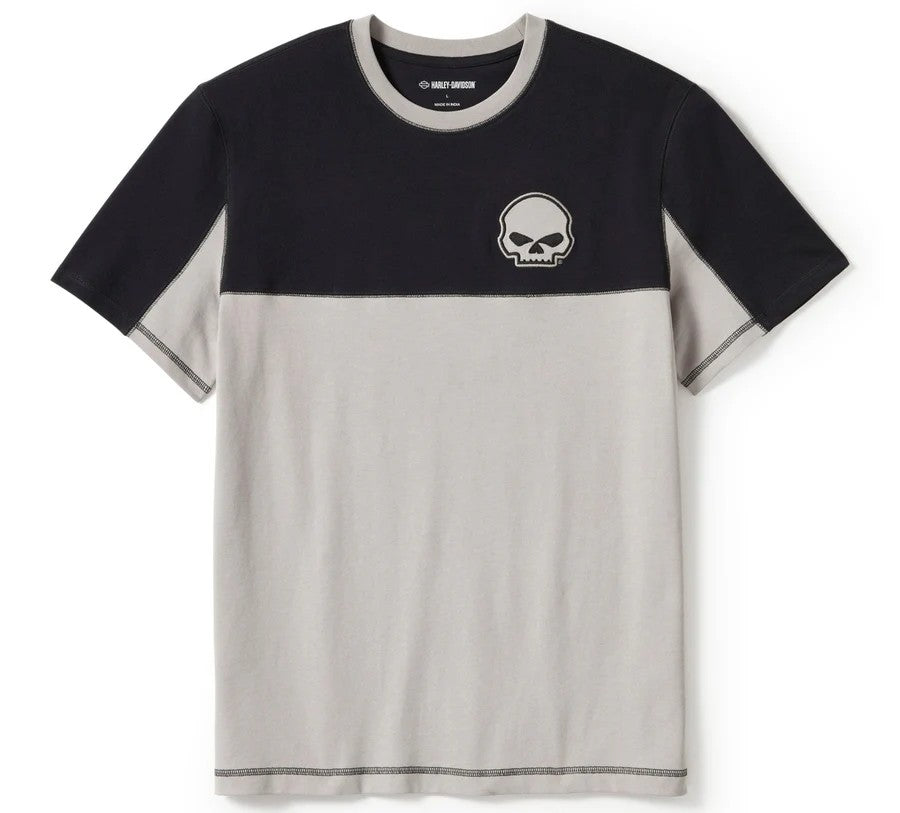 Men's Willie G. Skull Colorblock Short Sleeve Shirt, Black/White