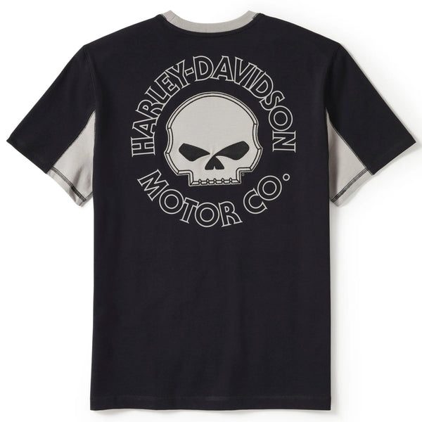 Men's Willie G. Skull Colorblock Short Sleeve Shirt, Black/White