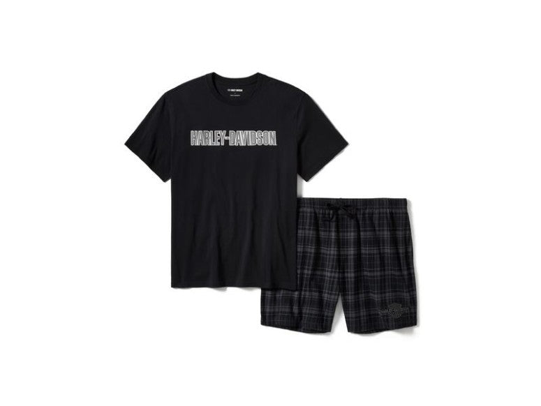 Men's Plaid Pajama Shorts Set