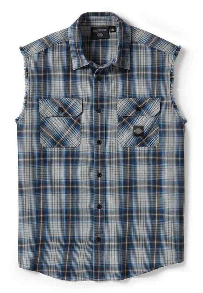 Men's V-Twin Plaid Sleeveless Blowout Shirt