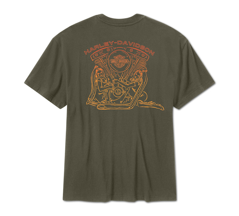 Men's H-D Engine Twins Short Sleeve Tee - Grape Leaf
