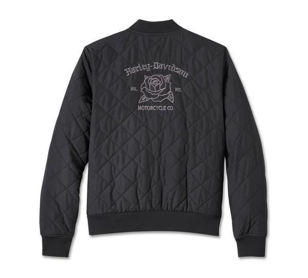 Women's Old English Rose Quilted Bomber