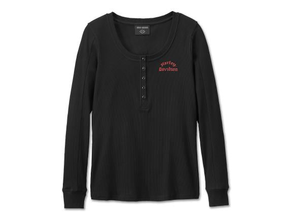 Women's Timeless Long Sleeve Henley- Black