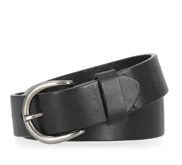 Women's Black Leather Belt W/Oval Keeper