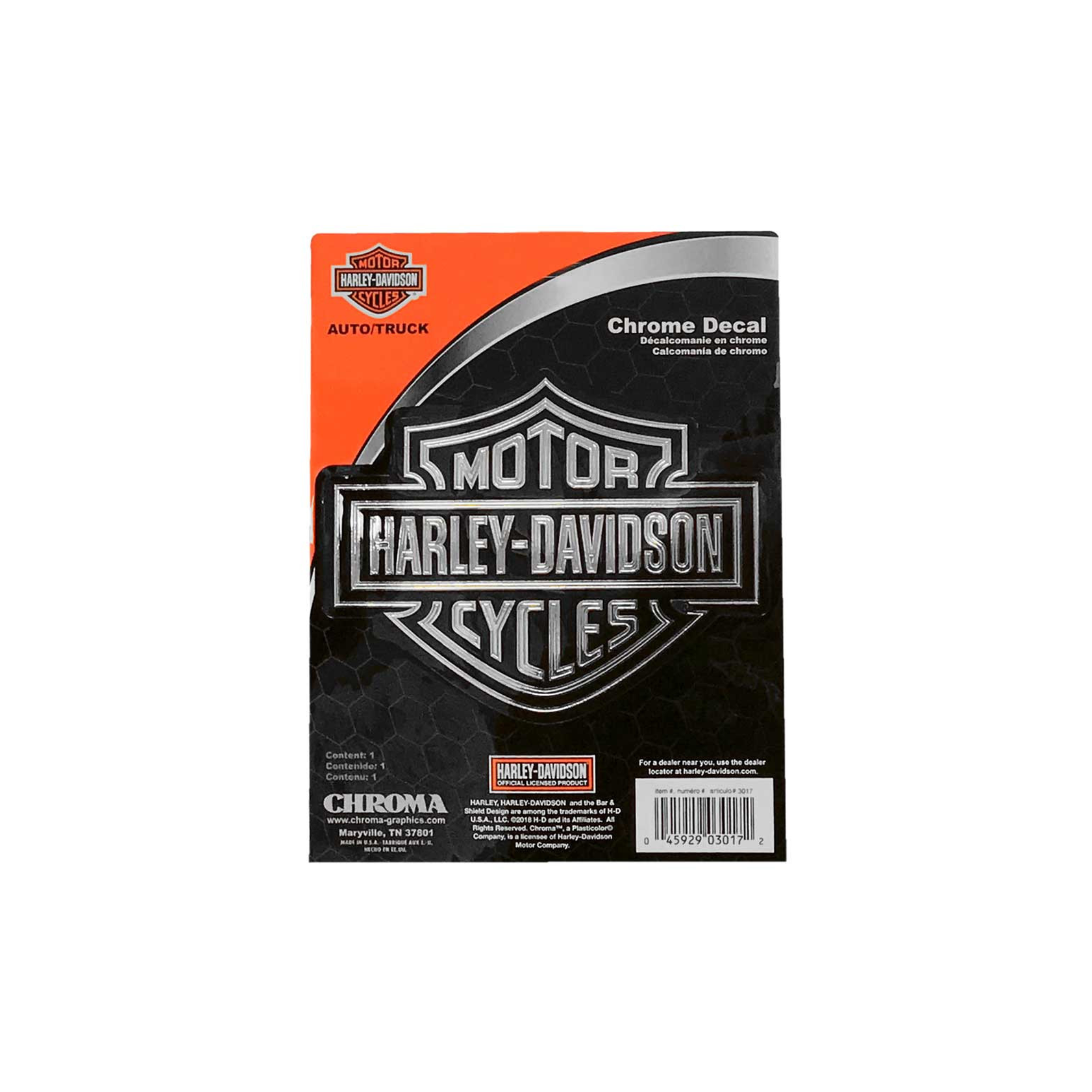 Embossed Bar & Shield Logo Chrome Decal - 5.5 x 4.5 in.