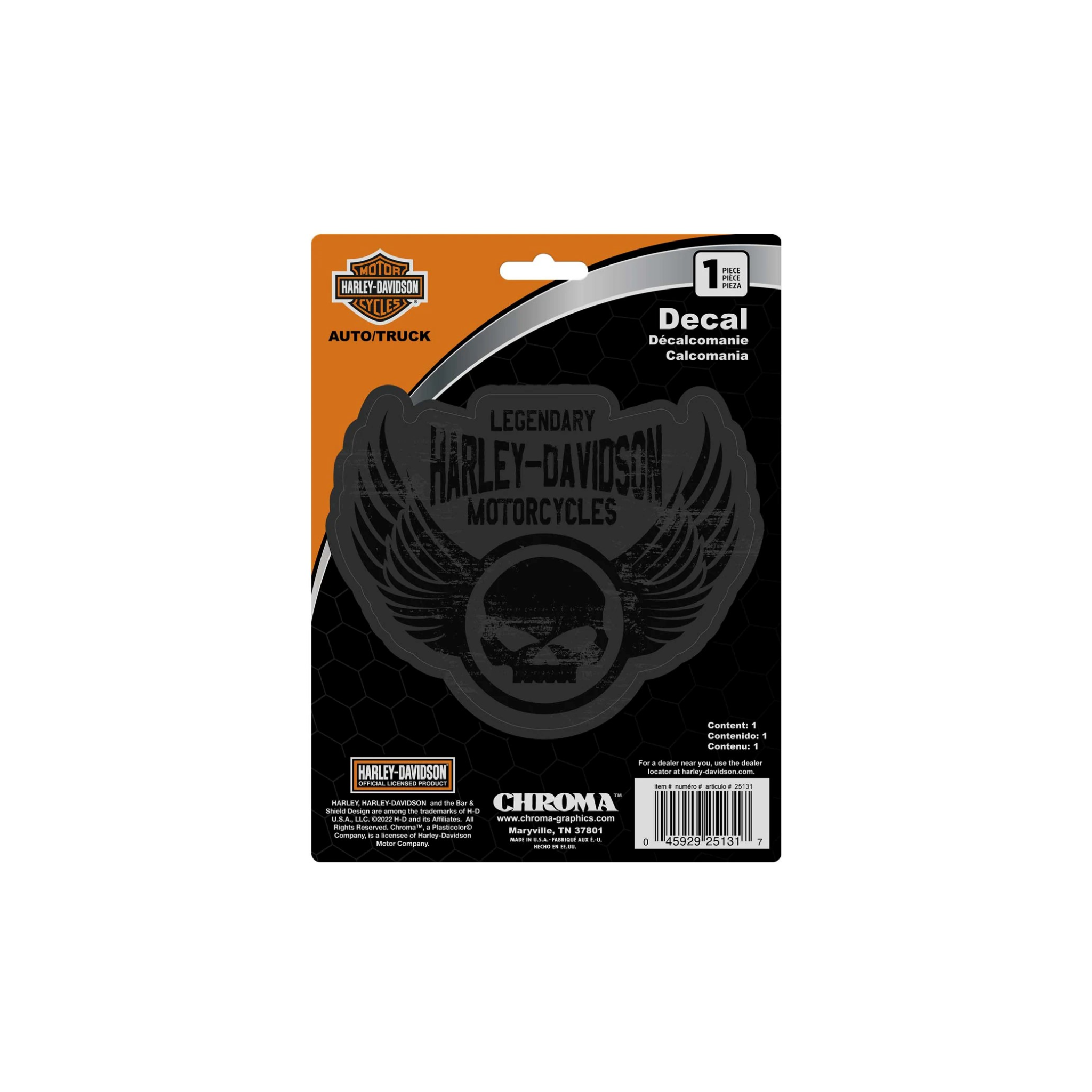 Winged Willie G Skull Logo Decal,- 6 x 8in.