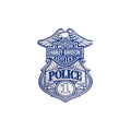 Embossed Police Shield Metal Sign, Custom Shaped Blue & Gray