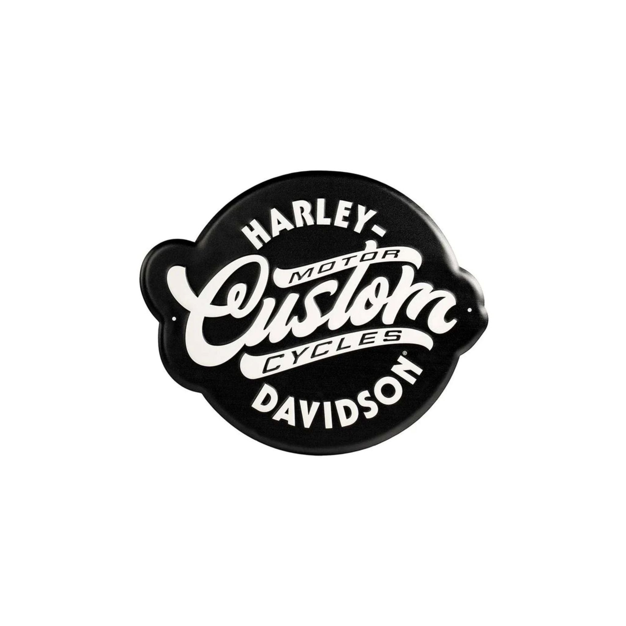 Embossed Custom Motorcycle Logo Metal Sign, Black & White
