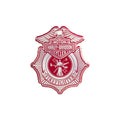 Embossed Firefighter Shield Metal Sign, Custom Shaped Red & Gray