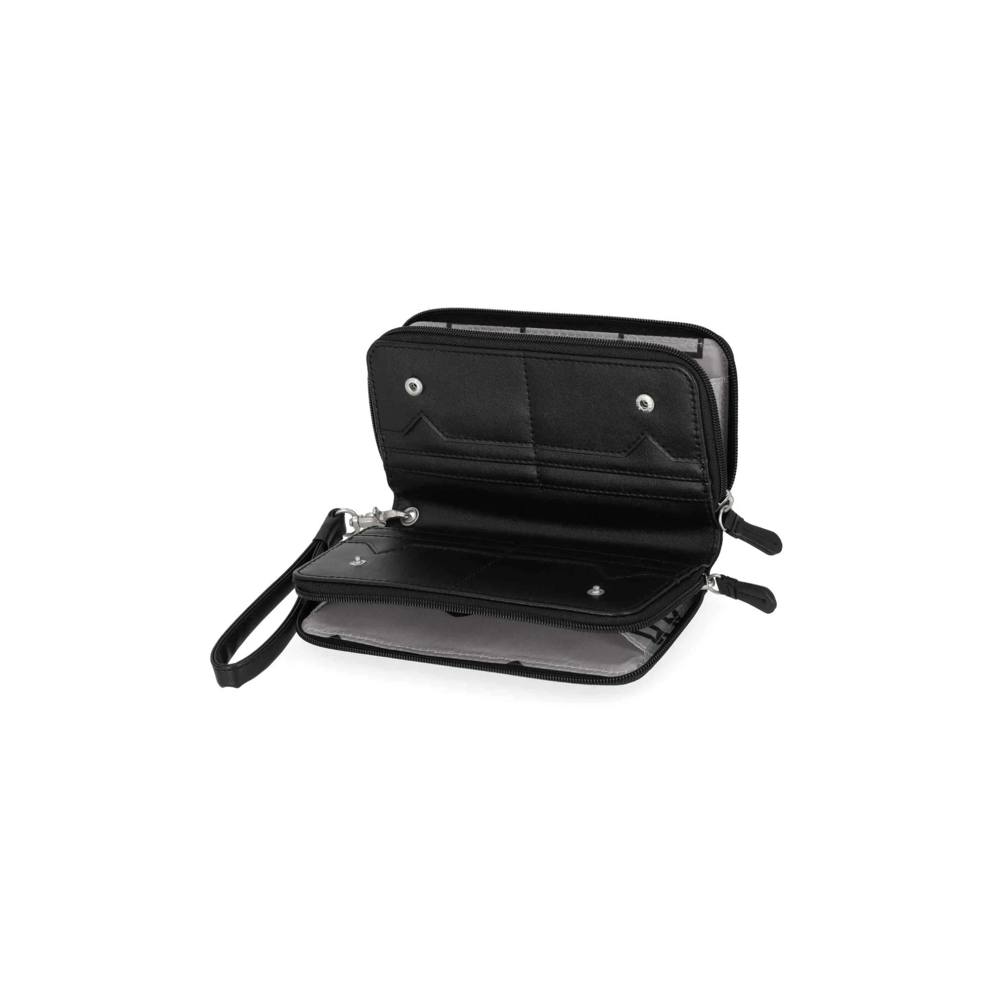 Women's Metal Bar & Shield Croco Zip Around w/ Wristlet, Black