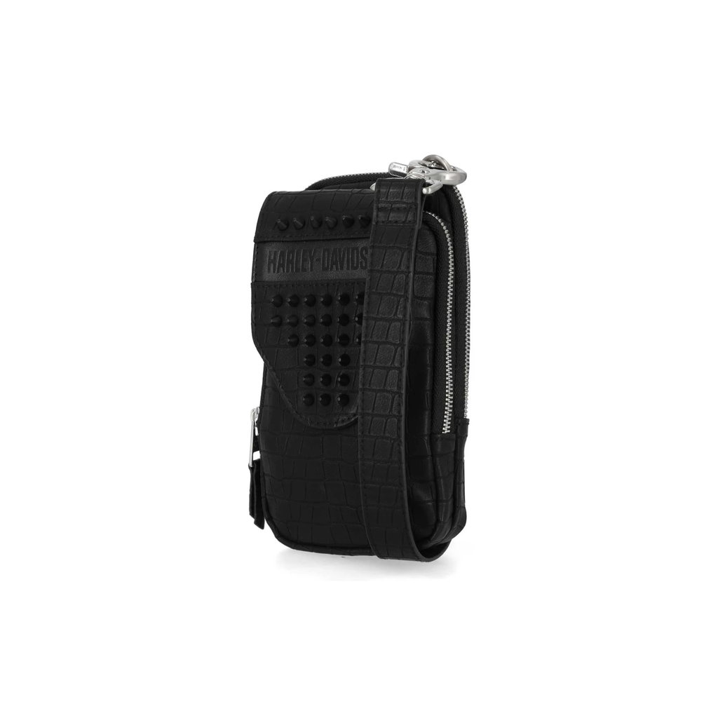 Women's Cone Studded Phone Crossbody Case, Black