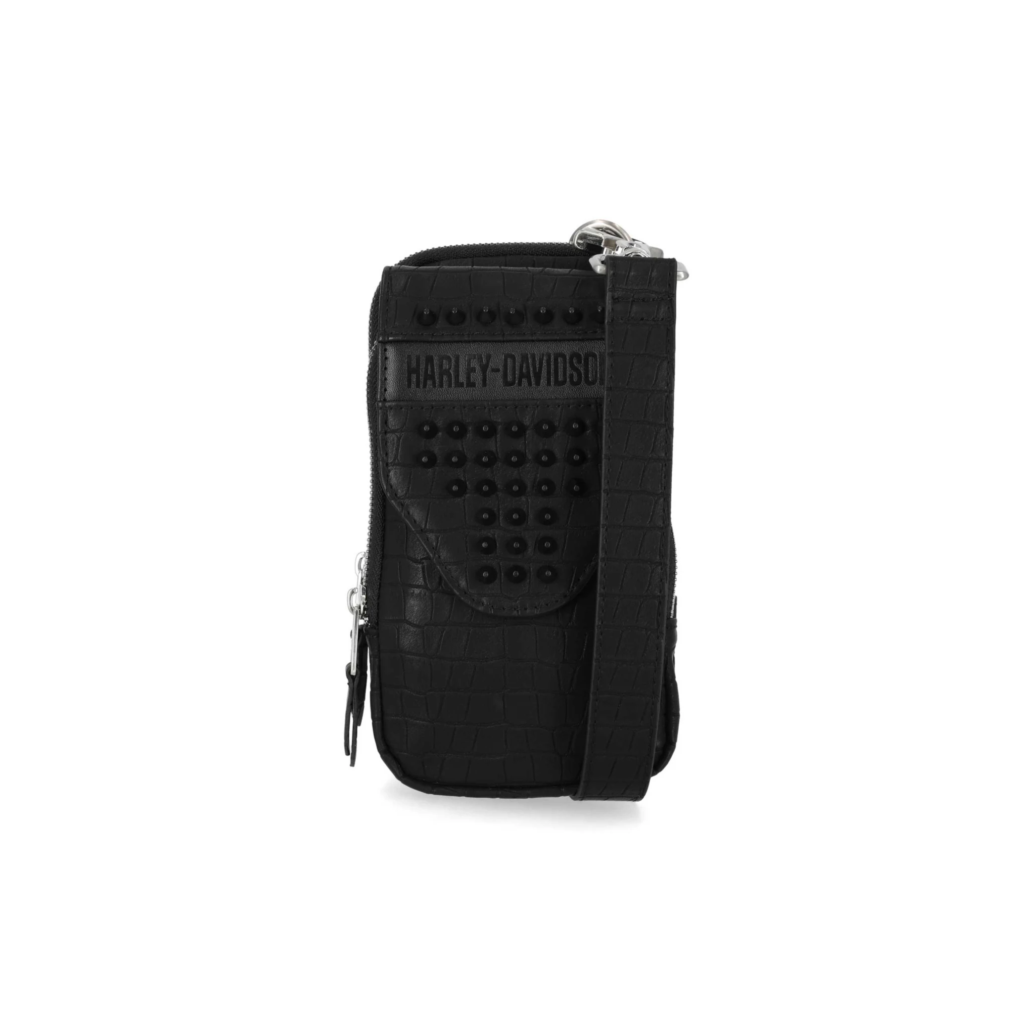 Women's Cone Studded Phone Crossbody Case, Black