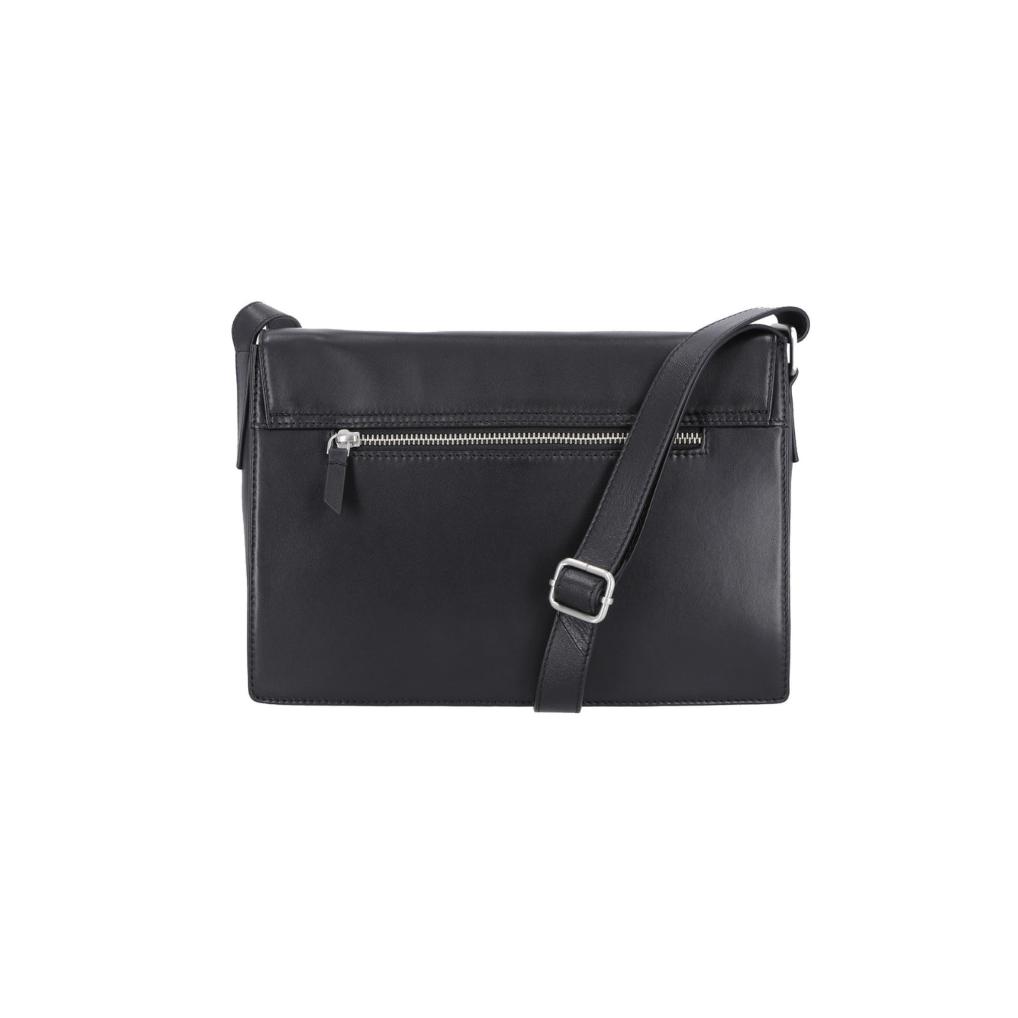 Women's Script Logo Flat Stud Flap Crossbody Bag, Black