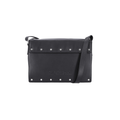 Women's Script Logo Flat Stud Flap Crossbody Bag, Black
