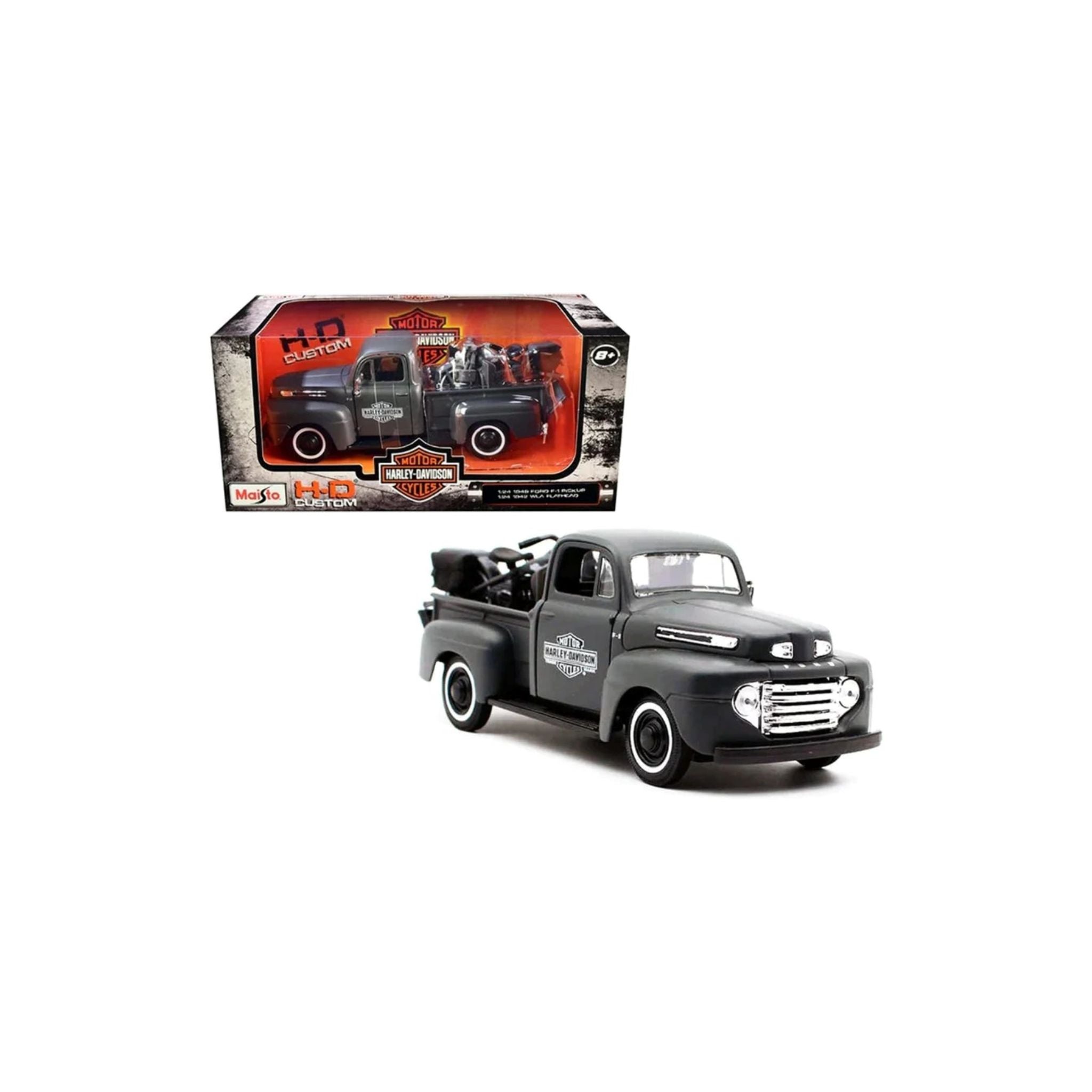 1:24 Scale 1948 Ford F-1 and 1942 Harley-Davidson® WLA Flathead Diecast Model