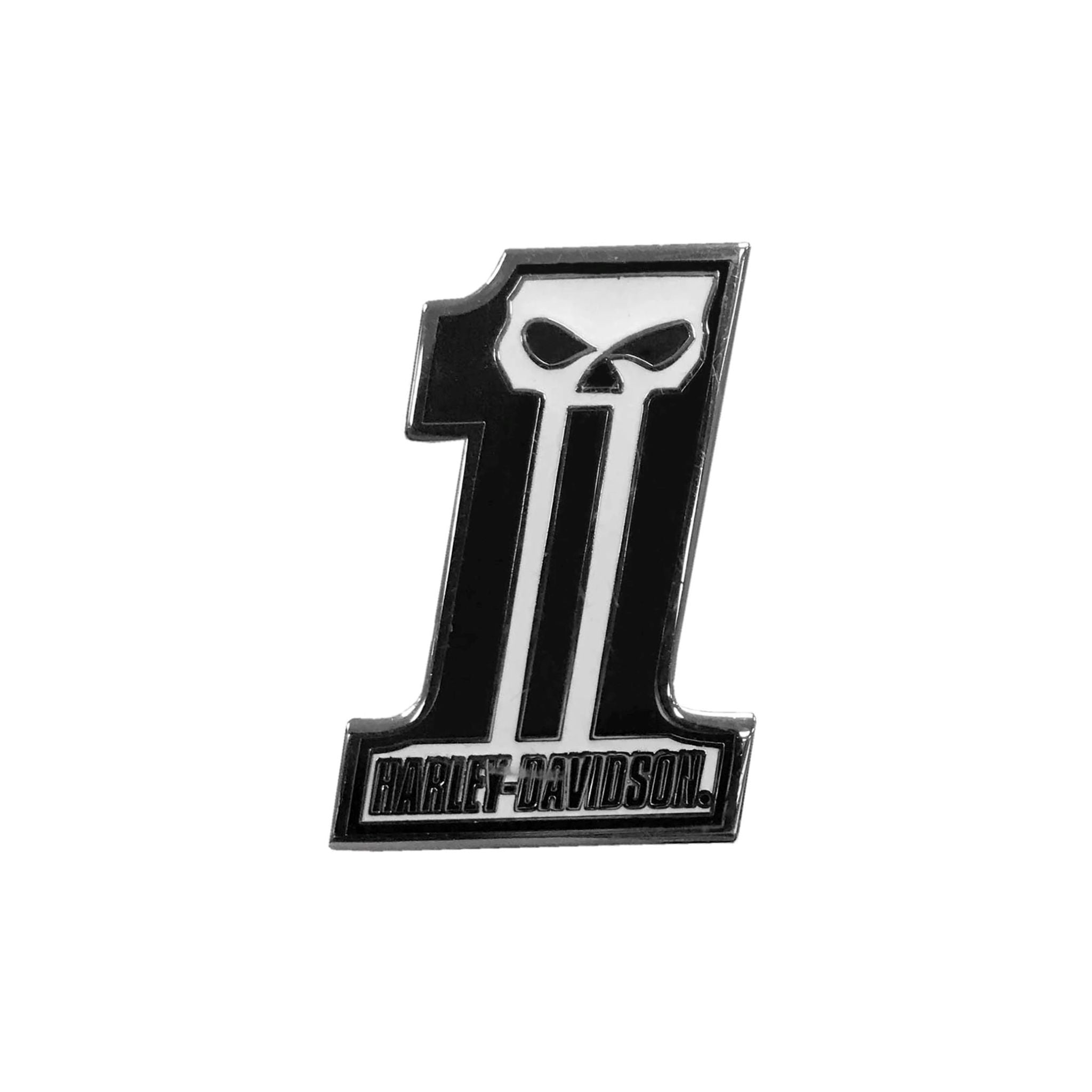 #1 Skull Dark Custom Pin, Black & White Finish