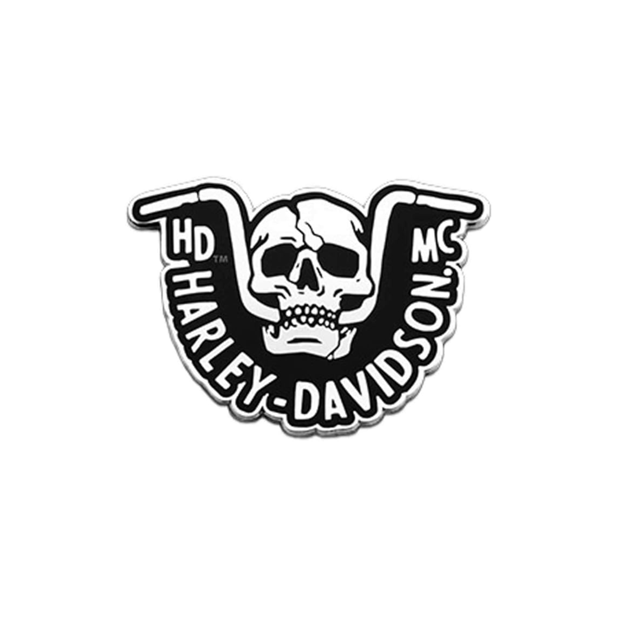 Handlebar Skull Metal Pin, Silver Nickel Finish