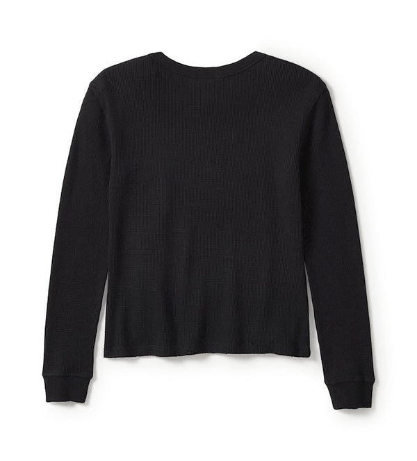 Women's Neon Eagle Distressed Waffle Knit Long Sleeve - Black