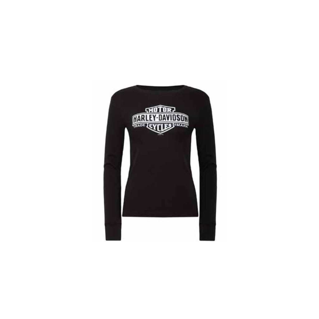 Women's Elongated Bar & Shield Black Long Sleeve T