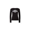 Women's Elongated Bar & Shield Black Long Sleeve T