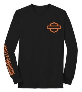 Outline Bar & Shield Black Long Sleeve T