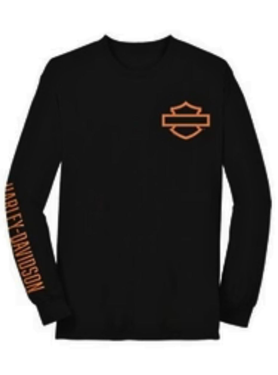 Outline Bar & Shield Black Long Sleeve T