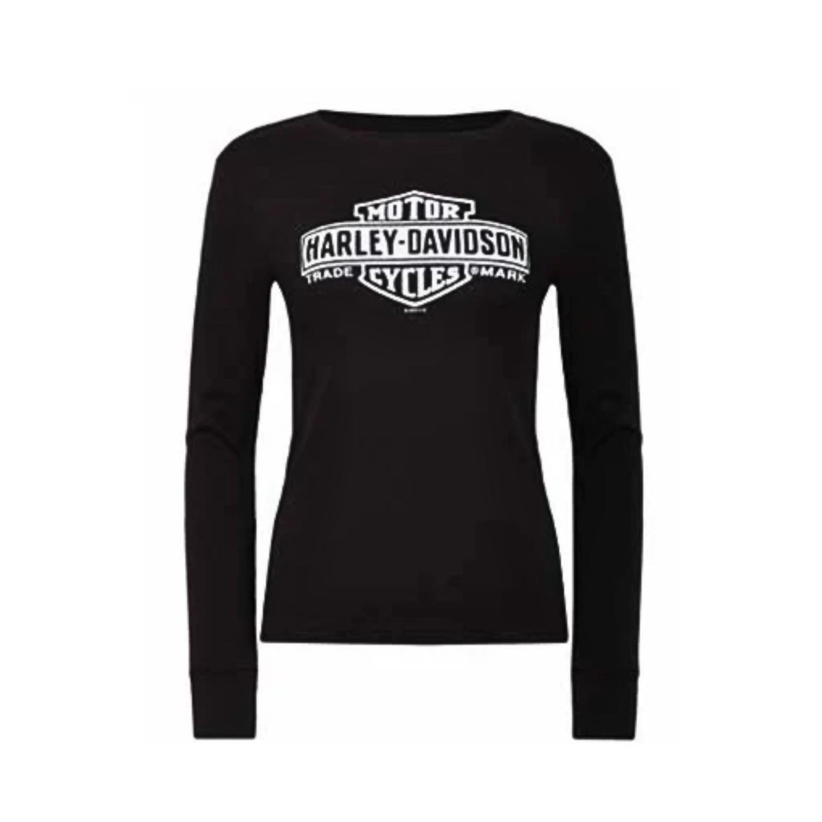 Women's Elongated Bar & Shield Black Long Sleeve T