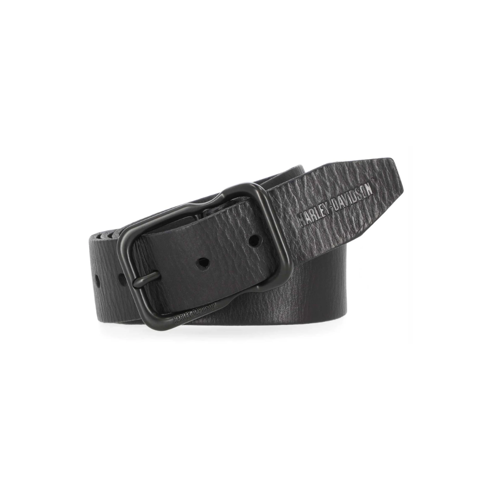 Men's Self Keeper Buckle Textured Leather Belt – Black