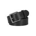 Embossed Repeat Bar & Shield Leather Belt, Black