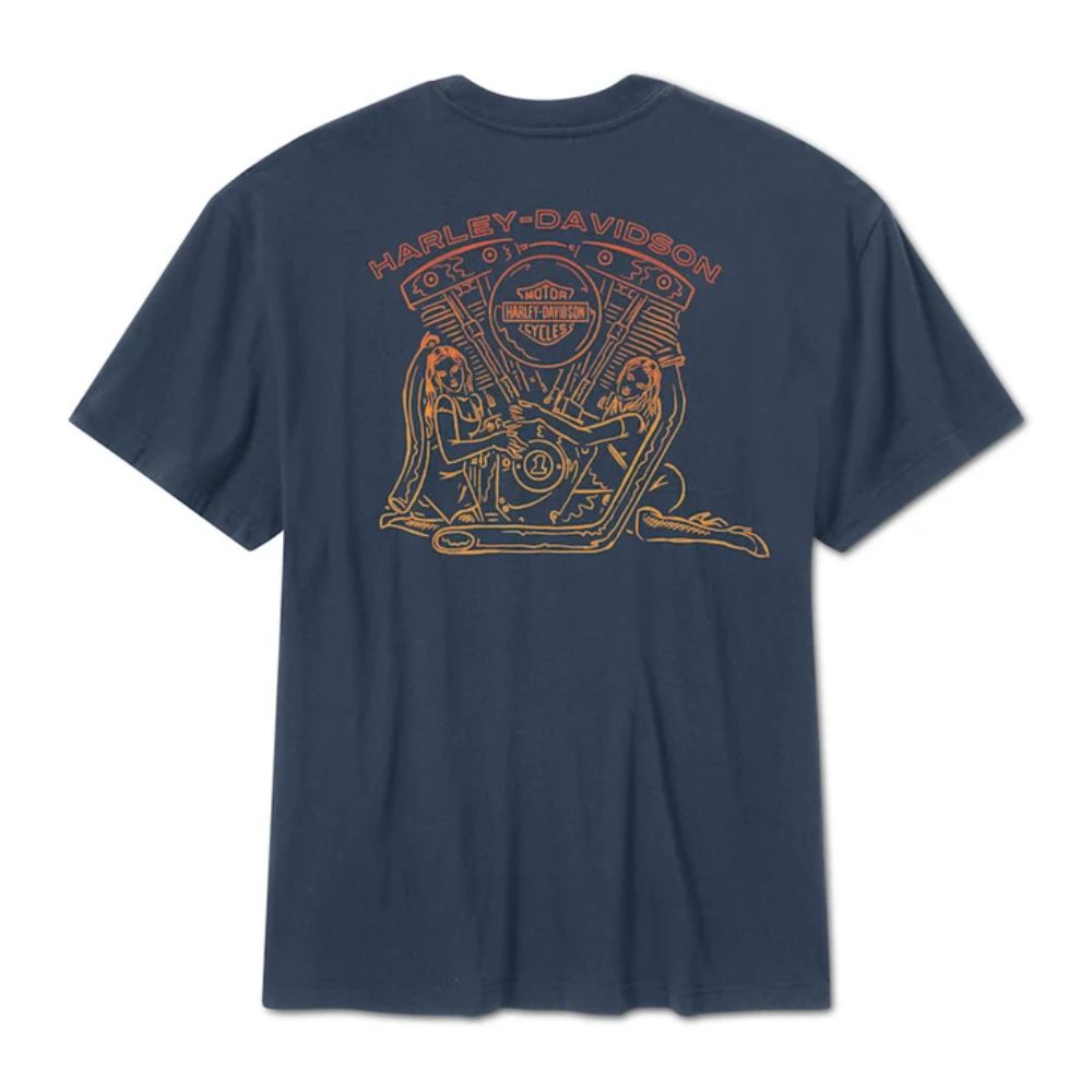 Men's H-D Engine Twins Short Sleeve Tee - Mood Indigo