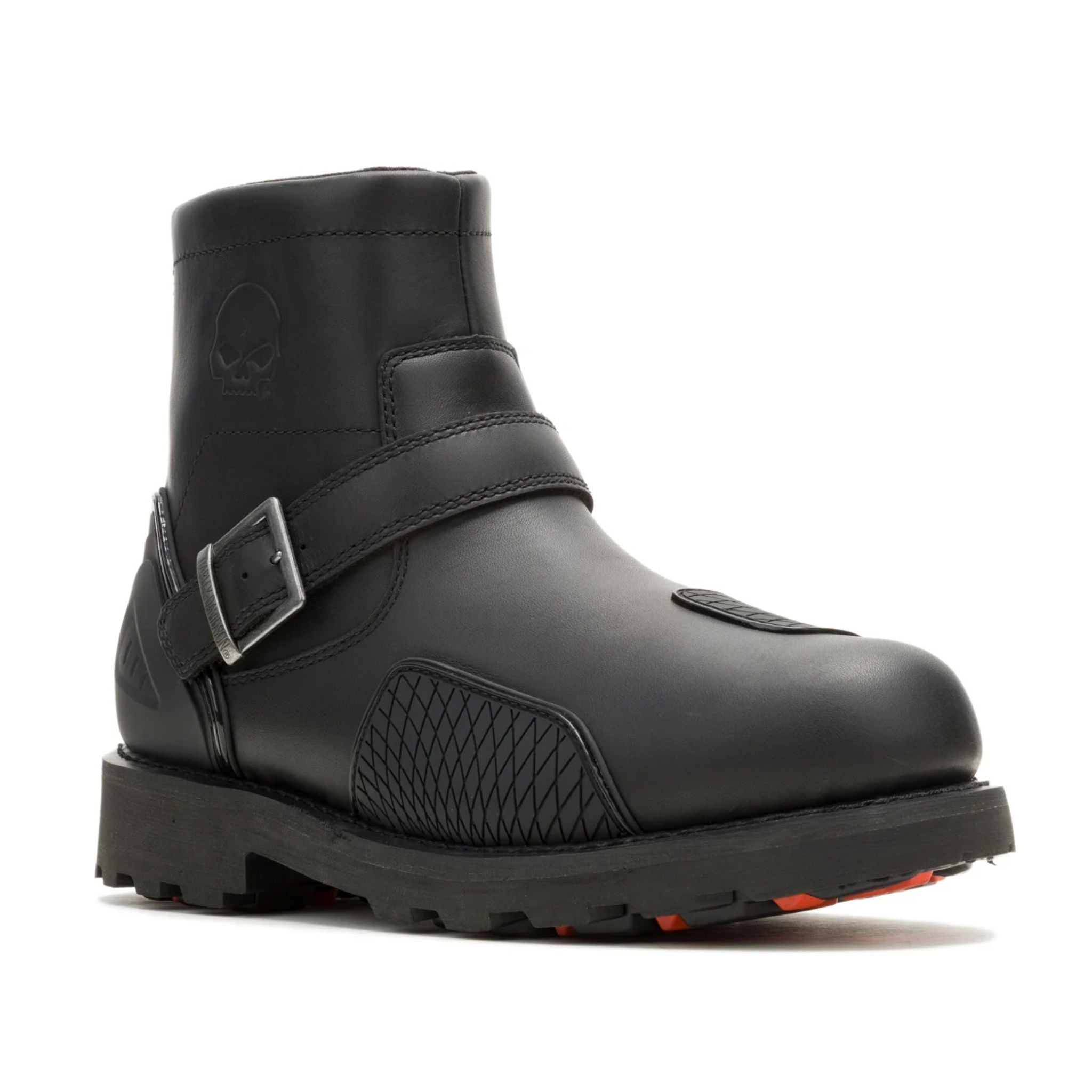 Men's Shrader Skull Ride Waterproof Black Leather Motorcycle Boots