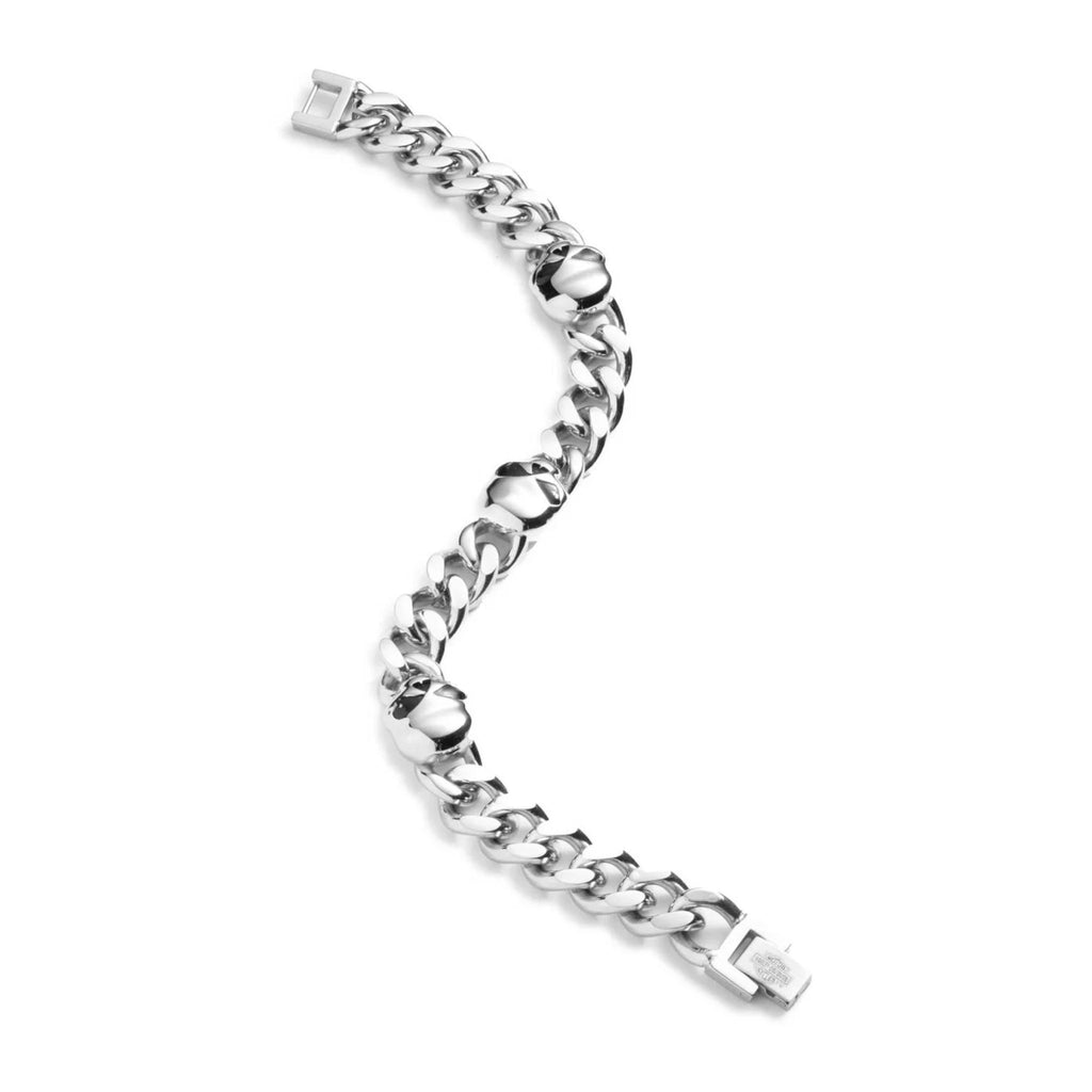 Willie G Skull Curb Chain Bracelet, Stainless Steel
