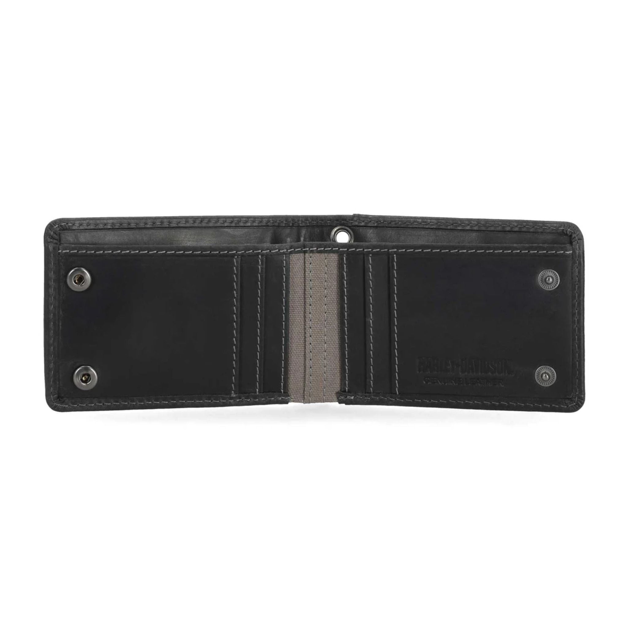 Willie G Skull Stitch Front Pocket Leather Wallet, Black