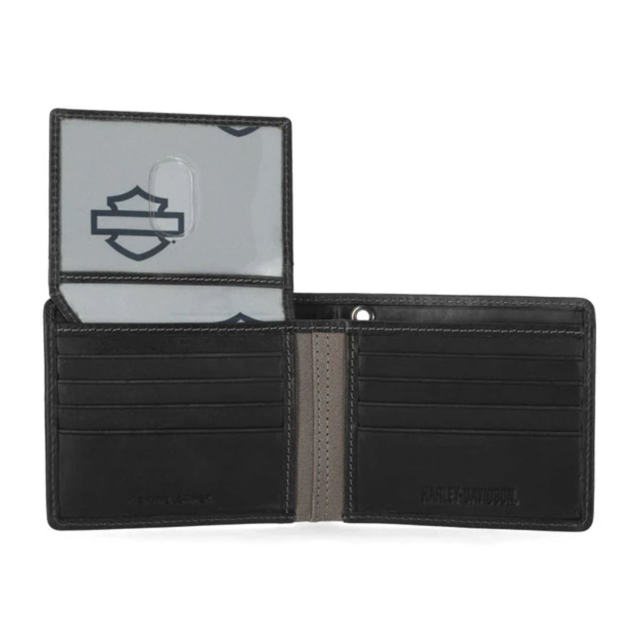Willie G Skull Stitch Passcase Bi-Fold Wallet, Black