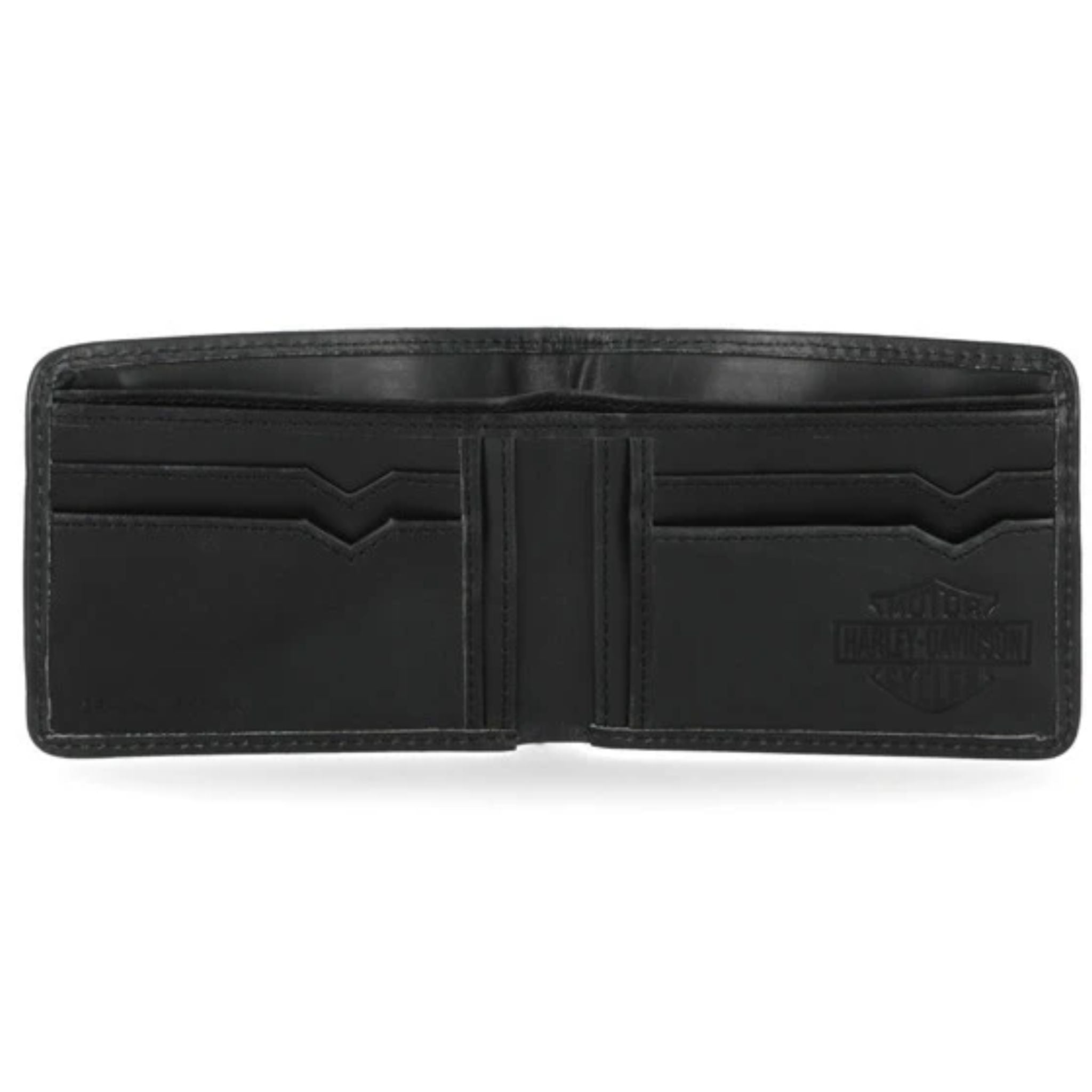 Men's Classic Cordura Leather Trim Double Billfold Wallet Black