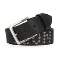 Men's Hand Hammered Rivet Genuine Leather Belt, Black