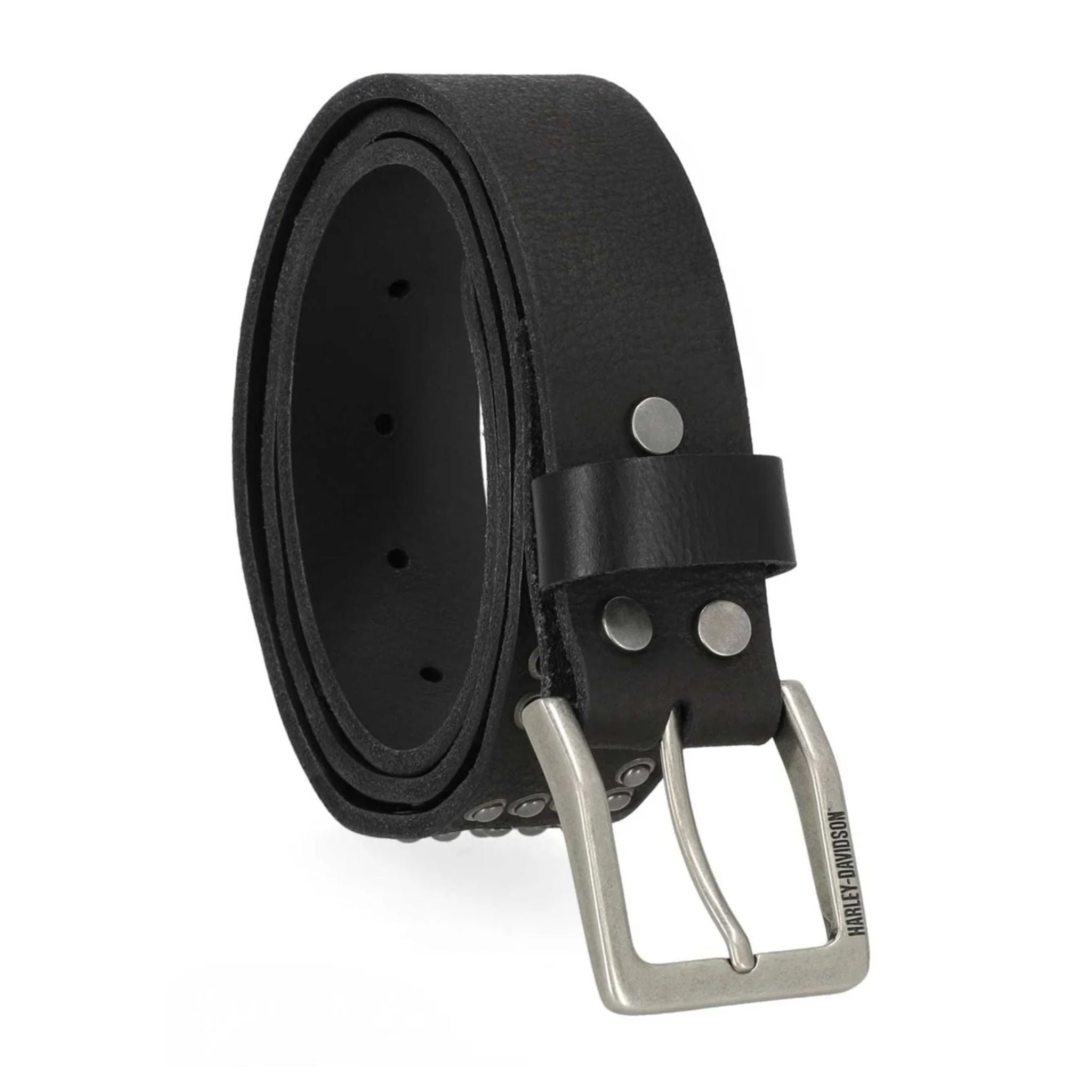 Men's Hand Hammered Rivet Genuine Leather Belt, Black